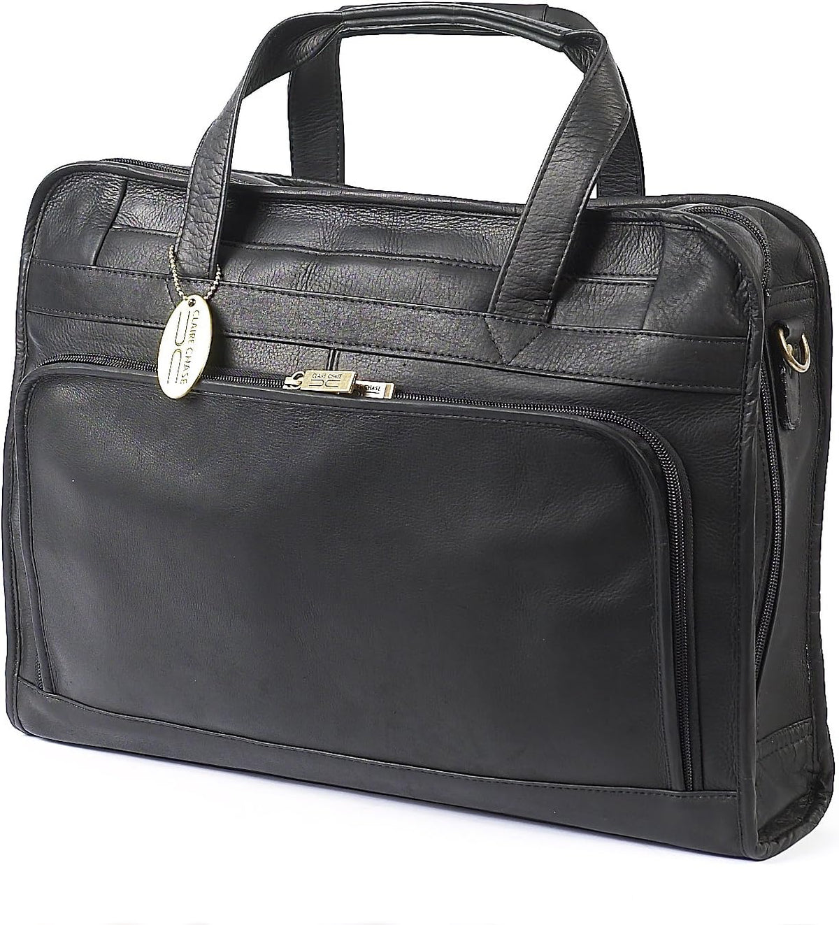 Claire Chase leather laptop briefcase lifestyle perspective