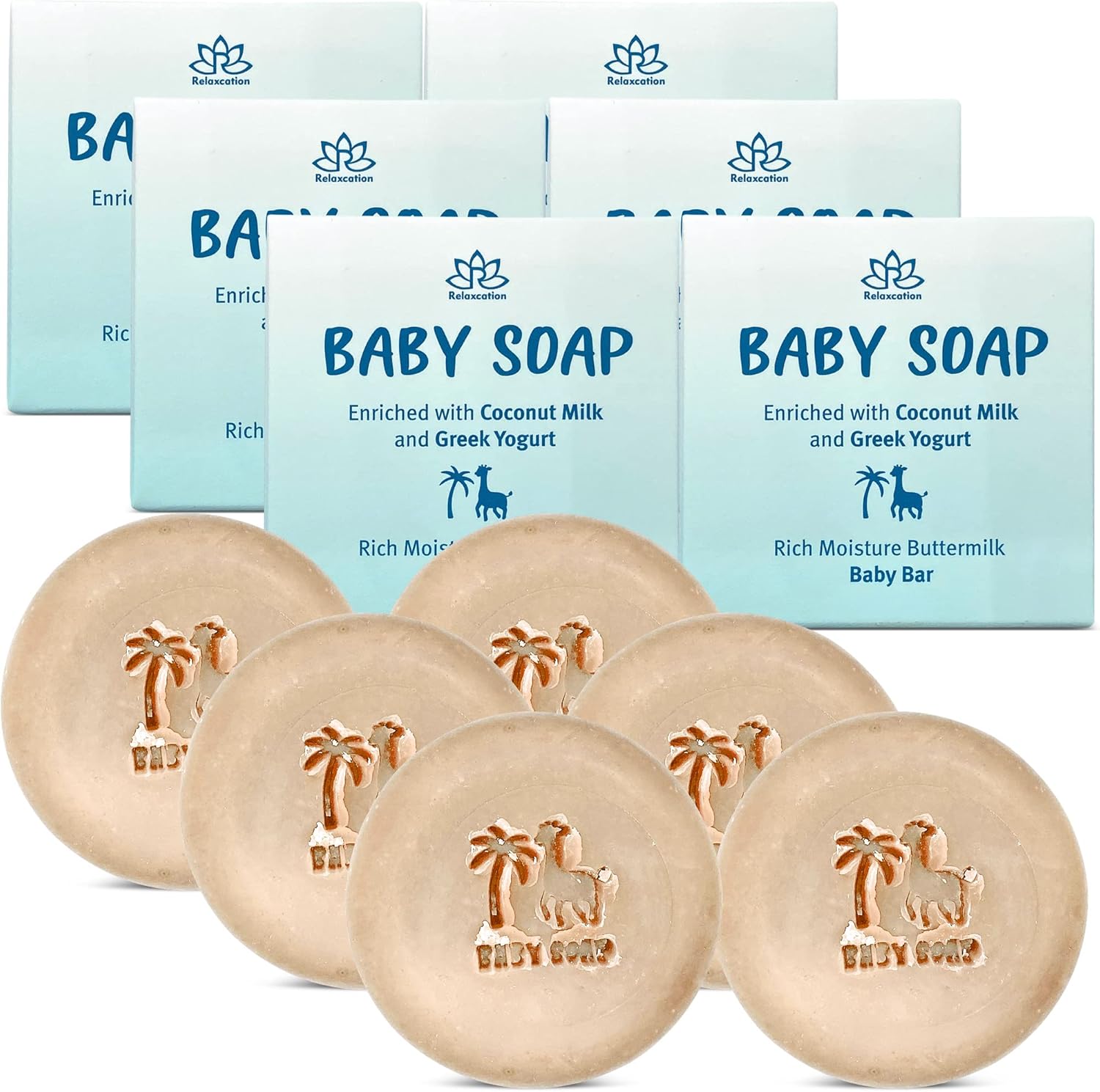 Relaxcation Organic Baby Soap Bars with Greek Yogurt front view