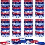 Jakadyuks American flag silicone bracelets front view patriotic party wristbands