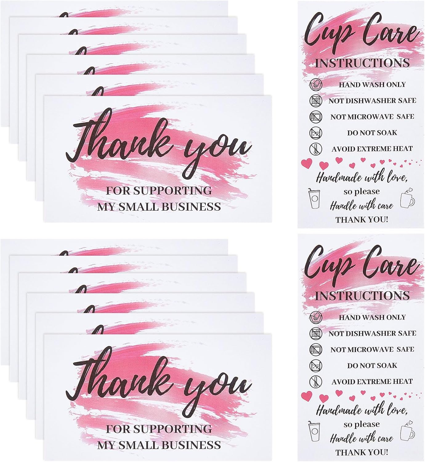 Pligreat tumbler cup care instructions cards front view