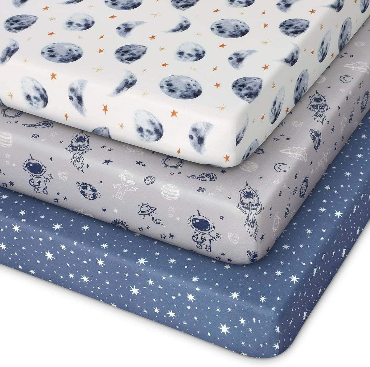 Unnivoll Baby Crib Sheets for Boys Girls, 28x52x8in Fitted Crib Sheet Neutral 3 Pack for Standard Crib and Toddler Mattress, Breathable Soft Microfiber Baby Sheet White Brown Sun God - Image 15