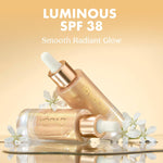 Kopari Sun Veil Illuminating Elixir Face Sunscreen dropper bottle and texture display
