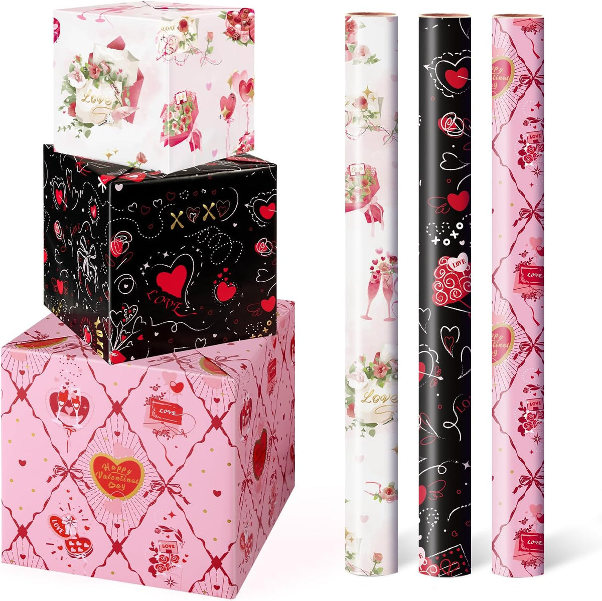WERNNSAI Valentine heart wrapping paper rolls front collection view