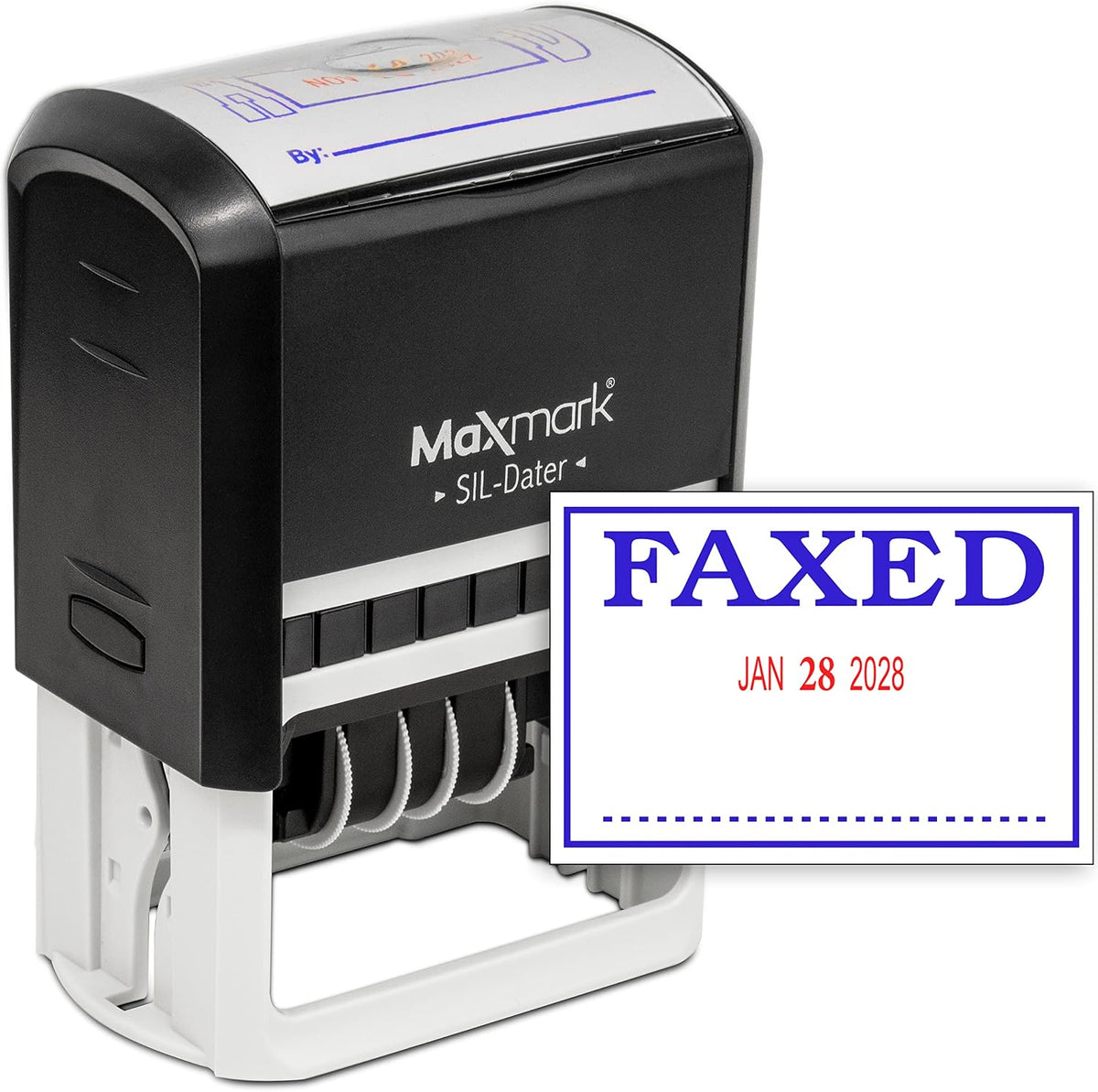 MaxMark Large Self-Inking Rubber Date Office Stamp with Received Phrase & Date - Blue/Red Ink, 12-Year Band - Style 5 - Image 14