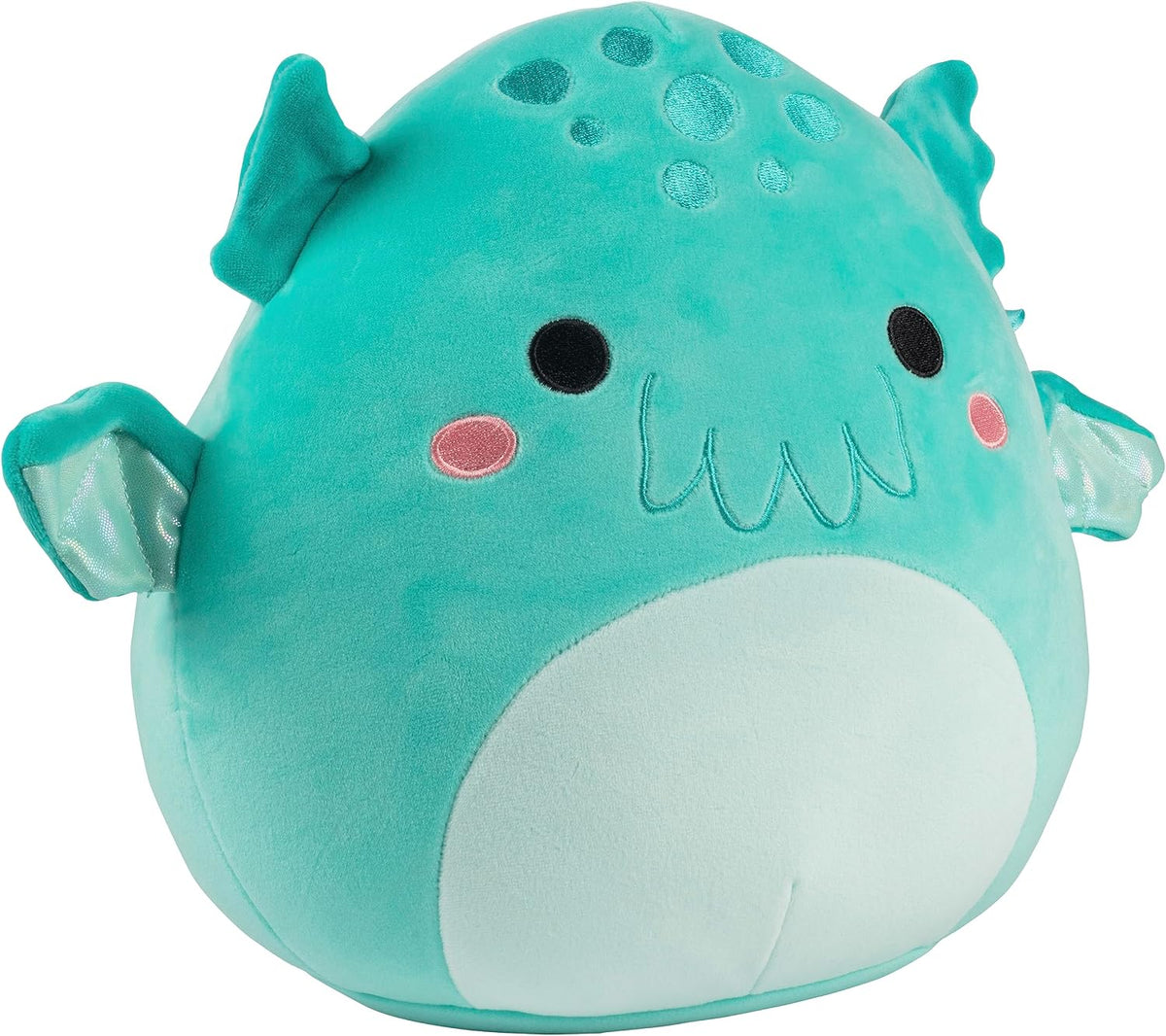 Squishmallows Theotto Cthulhu monster plush showing facial embroidery details