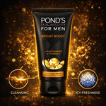 Pond's Men Bright Boost Icy Facewash tube back label details