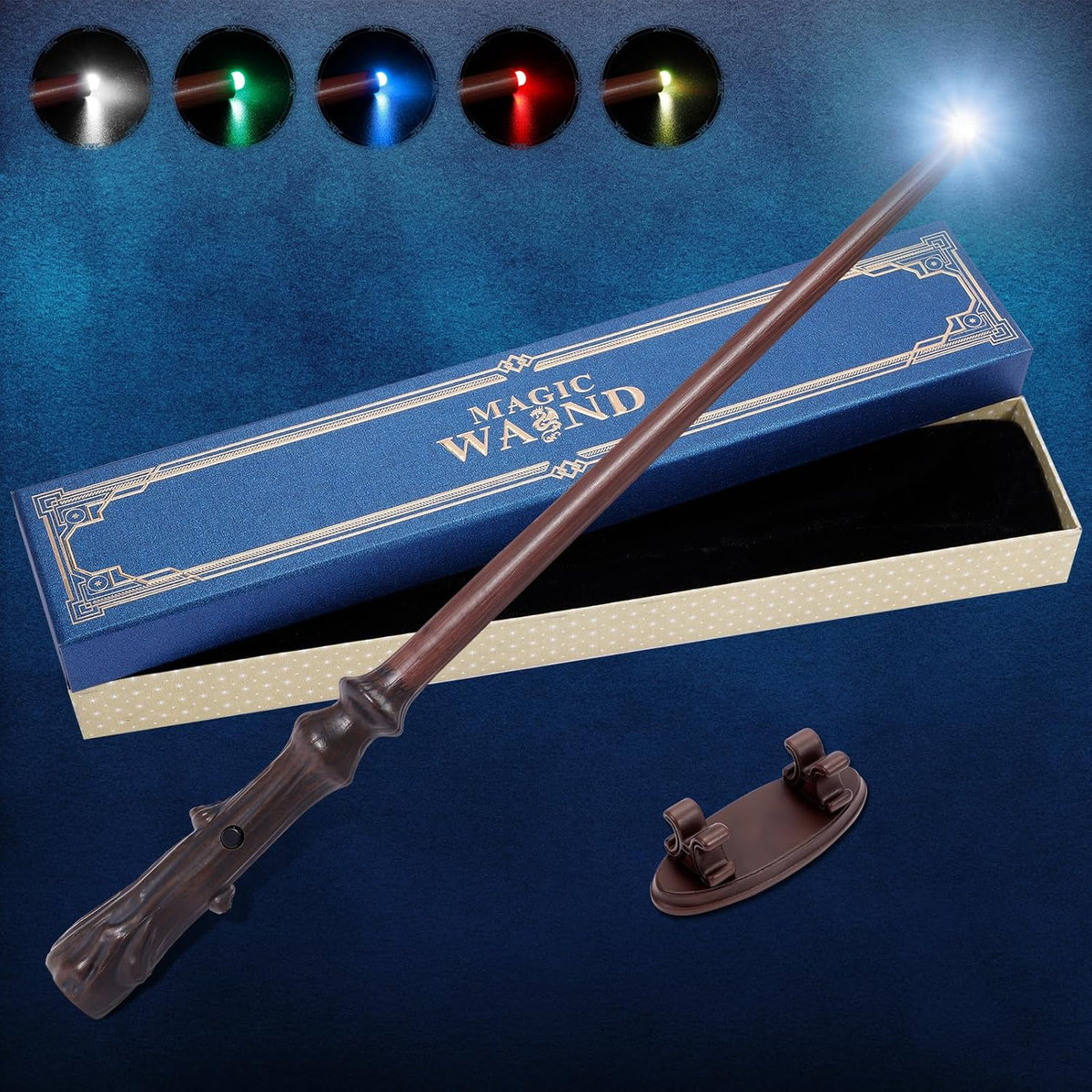 CharmFields light up magic wizard wand with display stand