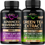 NutraHarmony Green Tea Extract and Resveratrol Blend Capsules front view supplement bottle