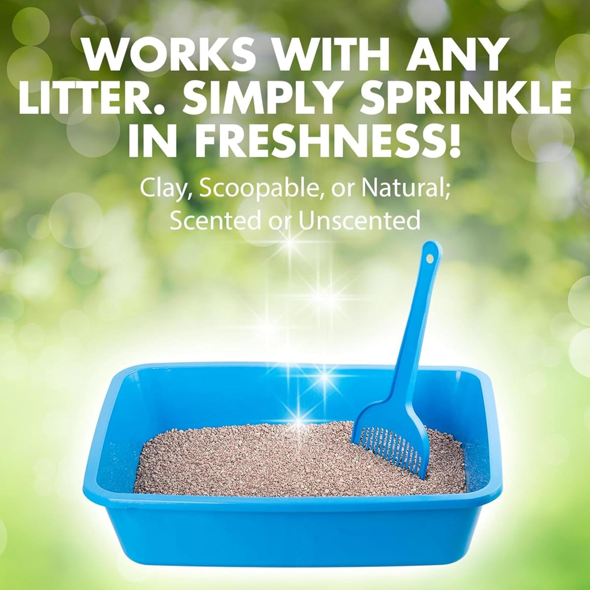 Authentic USA imported Arm & Hammer cat litter freshness powder bottle on a clean background.