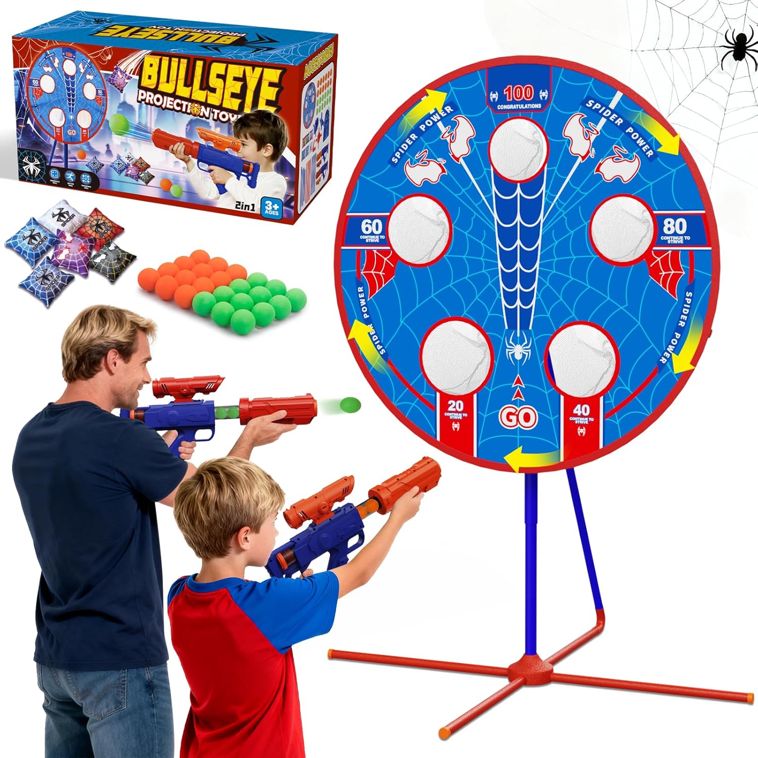 Scarmat 2-in-1 spider shooting game set with two air blasters