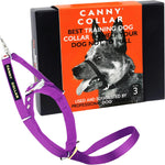 Canny no pull dog training head collar purple front view
