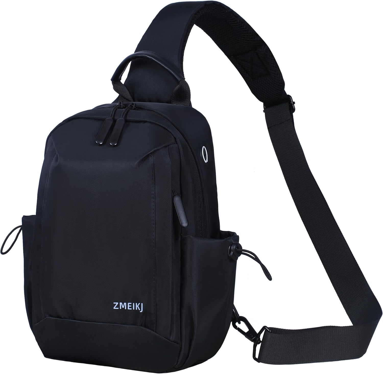 Zmeiikj black crossbody sling bag front view with tablet storage