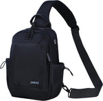 Zmeiikj black crossbody sling bag front view with tablet storage