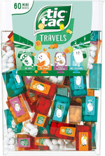 Sixty individual miniature travel candy packets arranged outside of the main Zaykir dispenser box