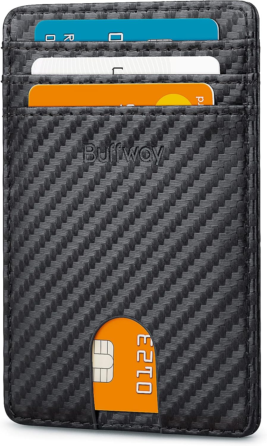 Buffway Mens Slim Wallet, Minimalist Thin Front Pocket Leather Credit Card Holder with RFID Blocking for Work Travel - Image 11