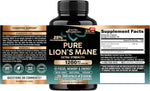 Nutraharmony Lions Mane Supplement Capsules back label ingredient details