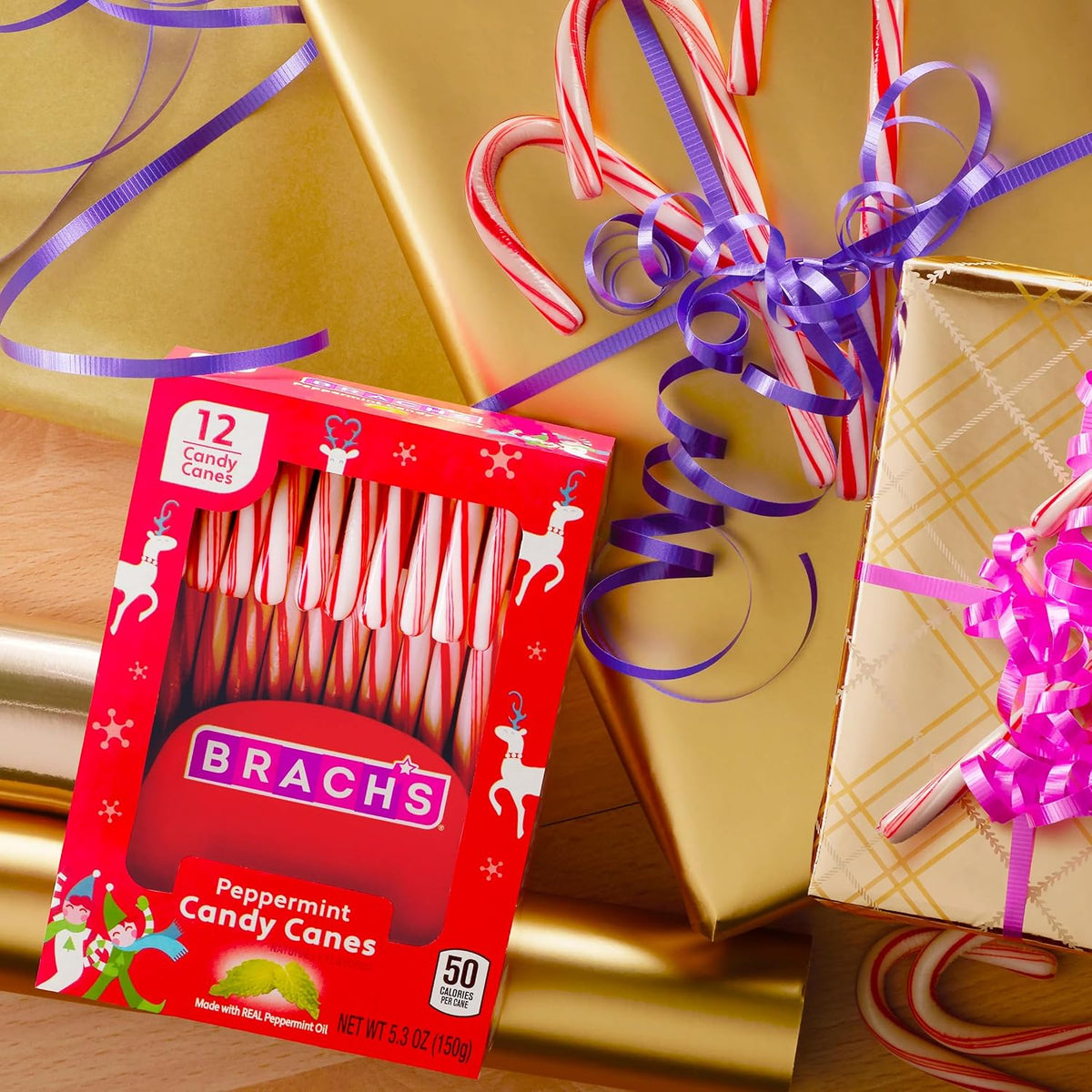 Gluten free peppermint candy canes box back view displaying ingredients