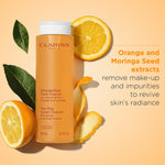 Clarins facial cleanser white flip-top cap detail
