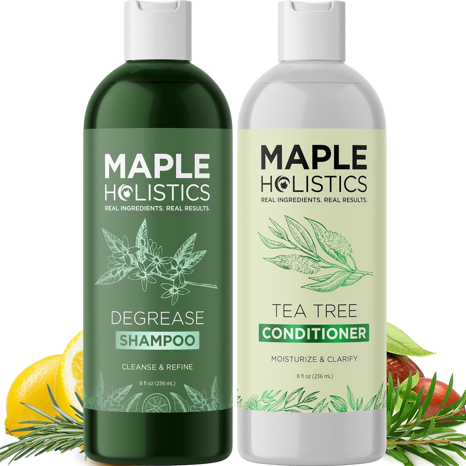 Shampoo and Conditioner for Oily Hair and Scalp - Sulfate and Paraben Free Shampoo and Conditioner Set for Oily Hair Care with Deep Cleansing Tea Tree Oil - Color Safe & Cruelty Free (8 Fl Oz) - Image 1