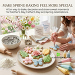 Spring themed metal cookie cutters laid out flat