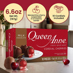 Side profile of Queen Anne cordial cherries box