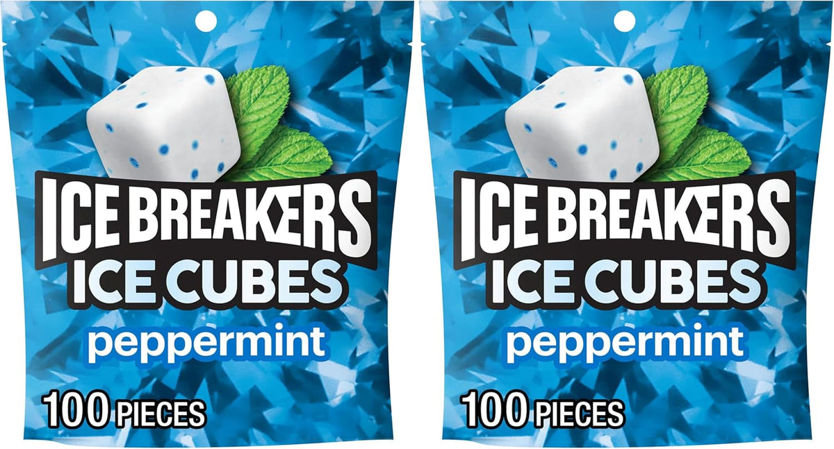 ICE BREAKERS Peppermint sugar free chewing gum pouch showcasing the official brand seal