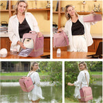 NCVI Breast Pump Backpack, Double Layer Removable, for Spectra/Medela, Pink | Cooler bag with ice pack keeps milk cold 24hrs, holds pump & parts, USB charging port, comfortable straps for travel ease - Image 9