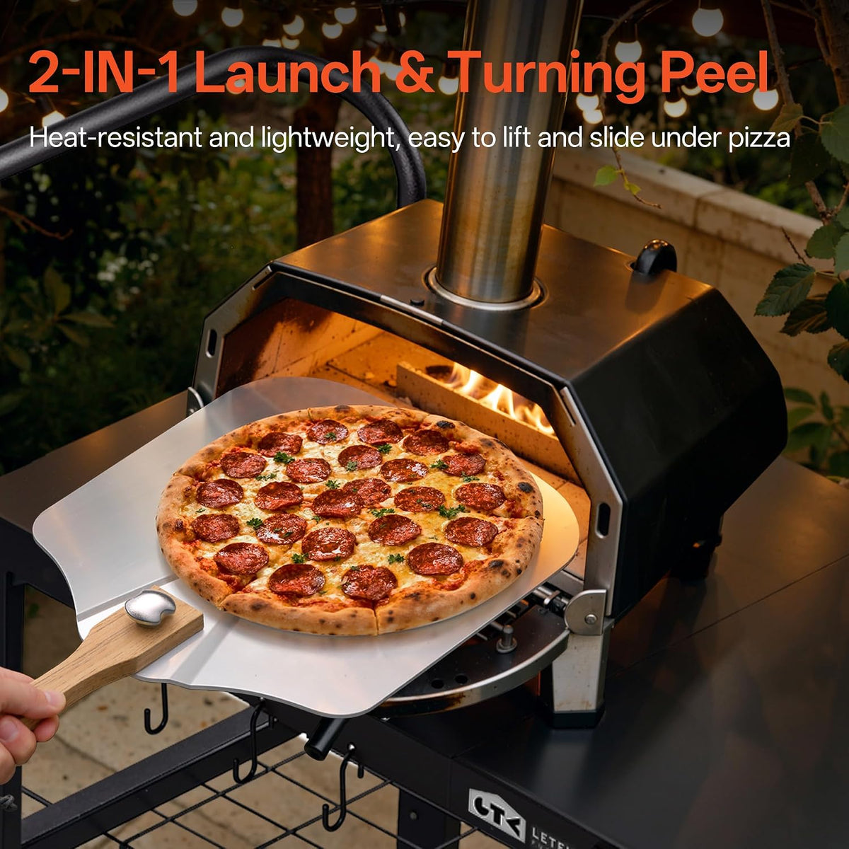 Leteuke 14 inch stainless steel rocker pizza cutter with protective cover