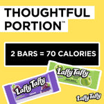 Close up of Laffy Taffy wrappers featuring printed jokes