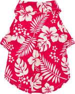 Fitwarm Hawaiian floral dog shirt front view red and white