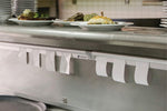 San Jamar kitchen ticket holder close up of mounting end caps