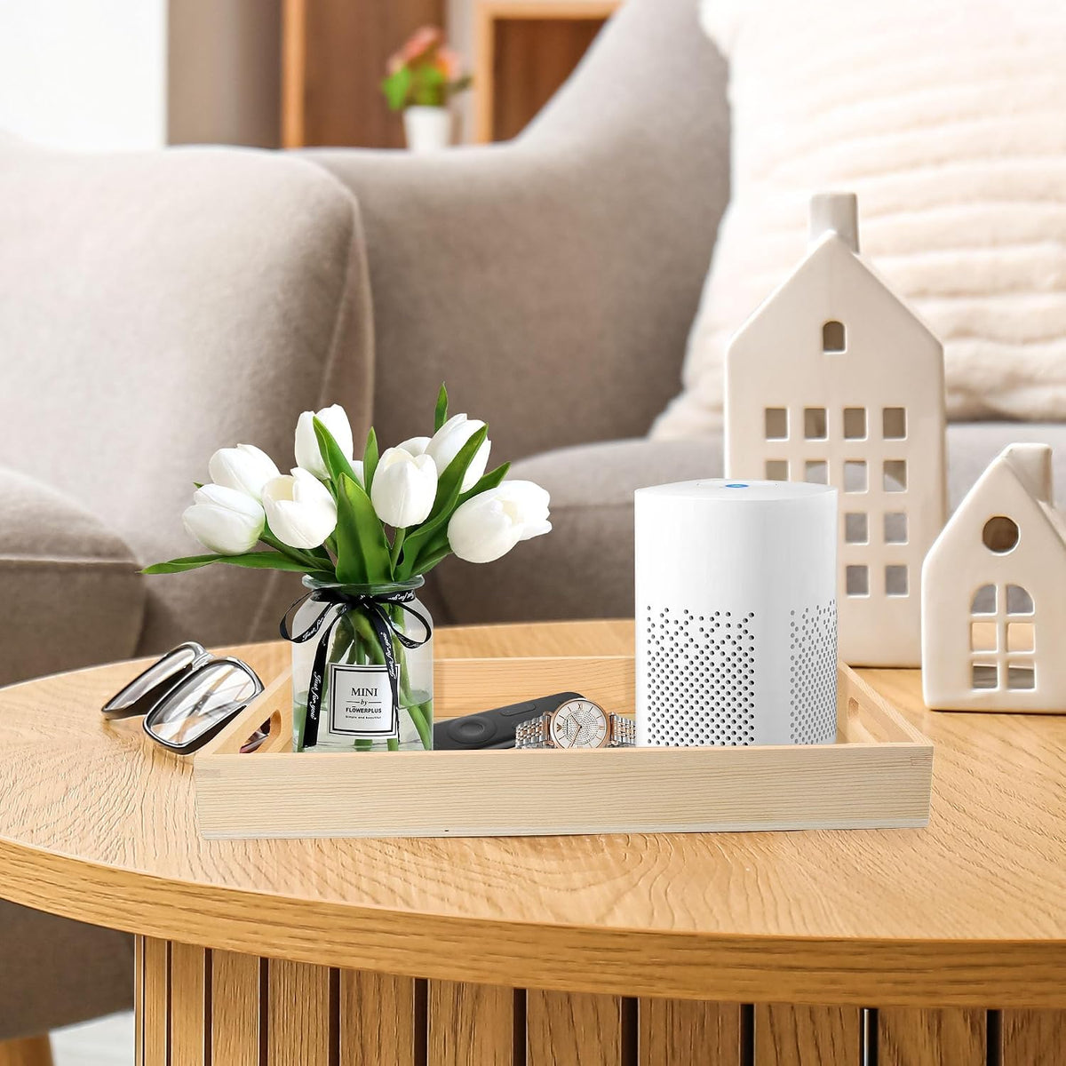 LotFancy wooden tray being used to serve breakfast in bed comfortably.
