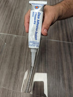Close up of clear RTV silicone bead texture and transparency