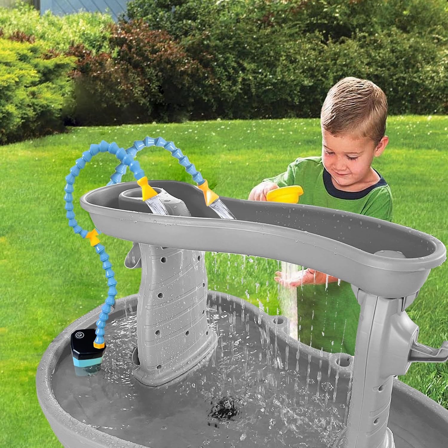 Aacabo rechargeable water table pump front view showing whale design and blue spout