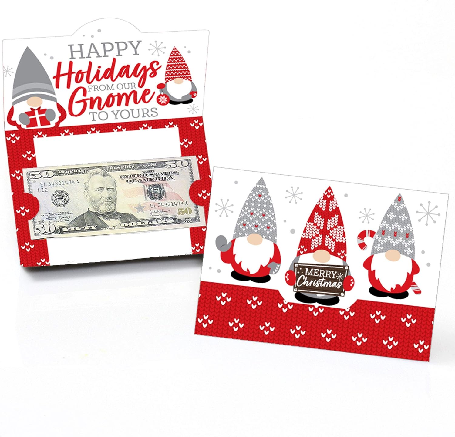 Big Dot of Happiness Christmas Gnomes holiday gift card holders set of eight
