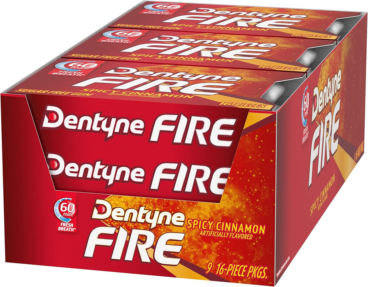 Dentyne Fire Spicy Cinnamon Sugar-Free Chewing Gum, Pack of 9 (144 Total Pieces) - Image 11