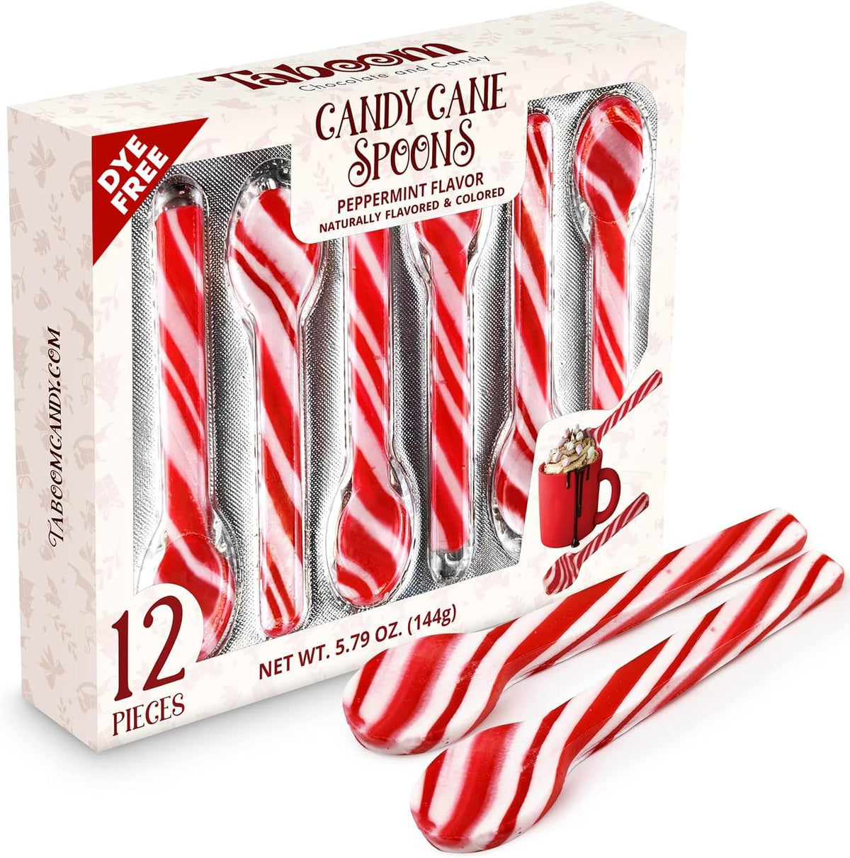 Taboom Candy Peppermint Candy Cane Spoons front view pack of twelve