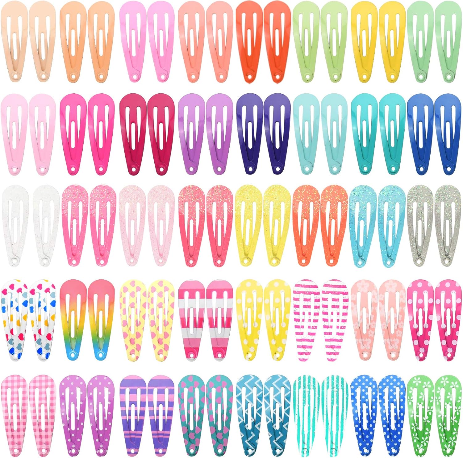 Funtopia 80 piece mini snap hair clips front view for kids