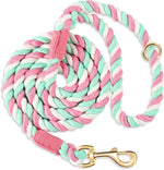 Dog Leash 5 FT Handmade Braided Cotton Rope Leashes for Small Medium and Large Dogs, New Golden Heavy Duty Metal Clasp, Colorful Macaron - Image 12