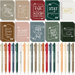 Fulmoon 200 Pieces Motivational Pens and Notebooks front view showcasing retro colored stationery sets.