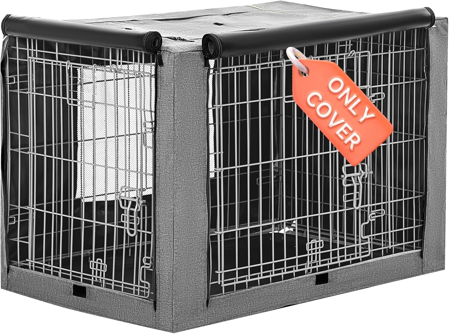 Petsfit Dog Crate Cover front view fitted on a forty-two inch wire kennel