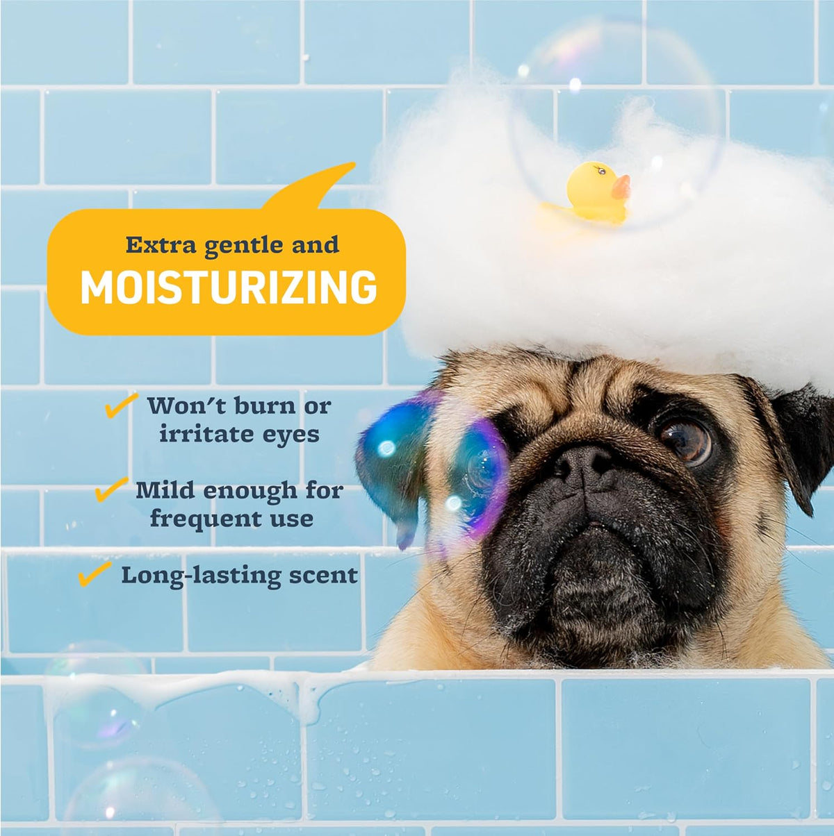Close up of Veterinary Formula Puppy Love shampoo branding
