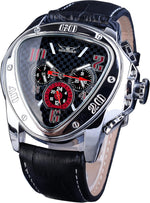Winner Fashion Mechanical Wrist Watch Triangle Racing Dial, Waterproof Golden Skeleton Dial Automatic Movement Leather Design Mechanical Watch for Men - Image 10