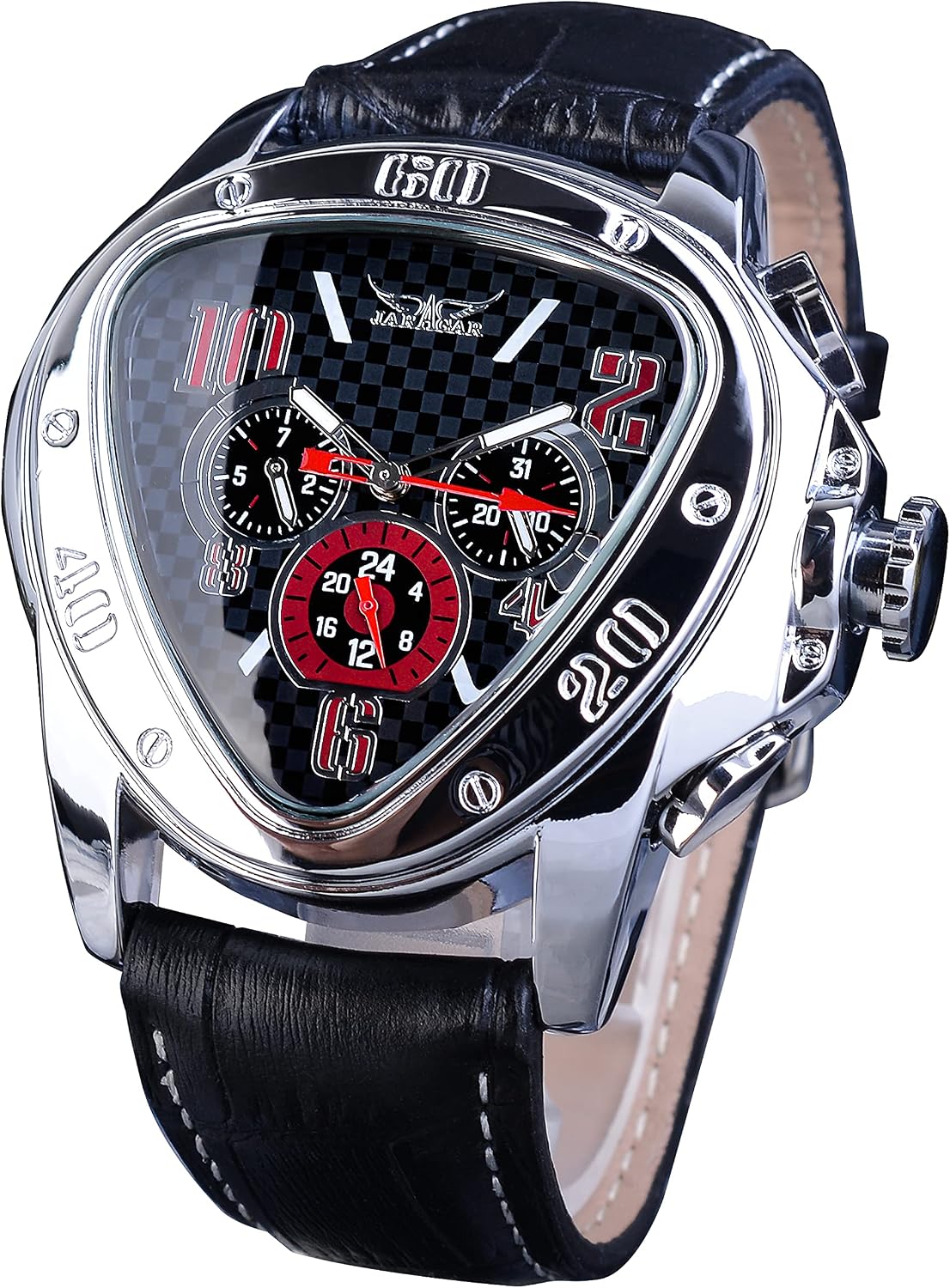 Winner Fashion Mechanical Wrist Watch Triangle Racing Dial, Waterproof Golden Skeleton Dial Automatic Movement Leather Design Mechanical Watch for Men - Image 10