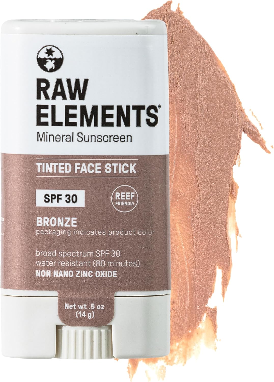 Raw Elements face tint sunscreen front view packaging