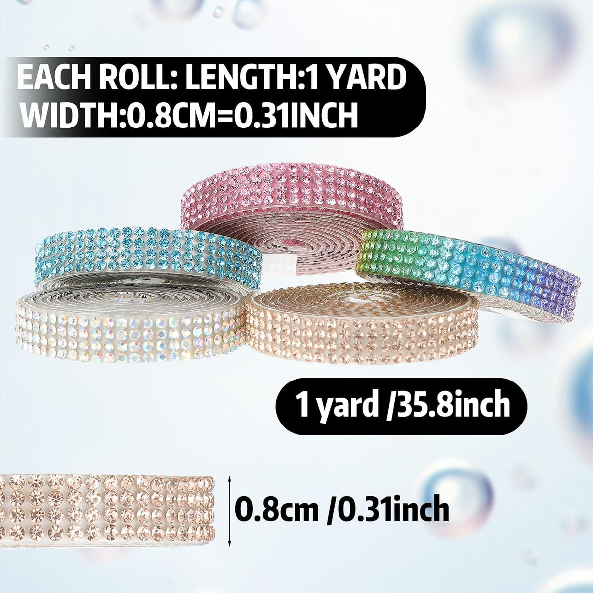 Salbsever diamond bling ribbon roll showing mixed colors