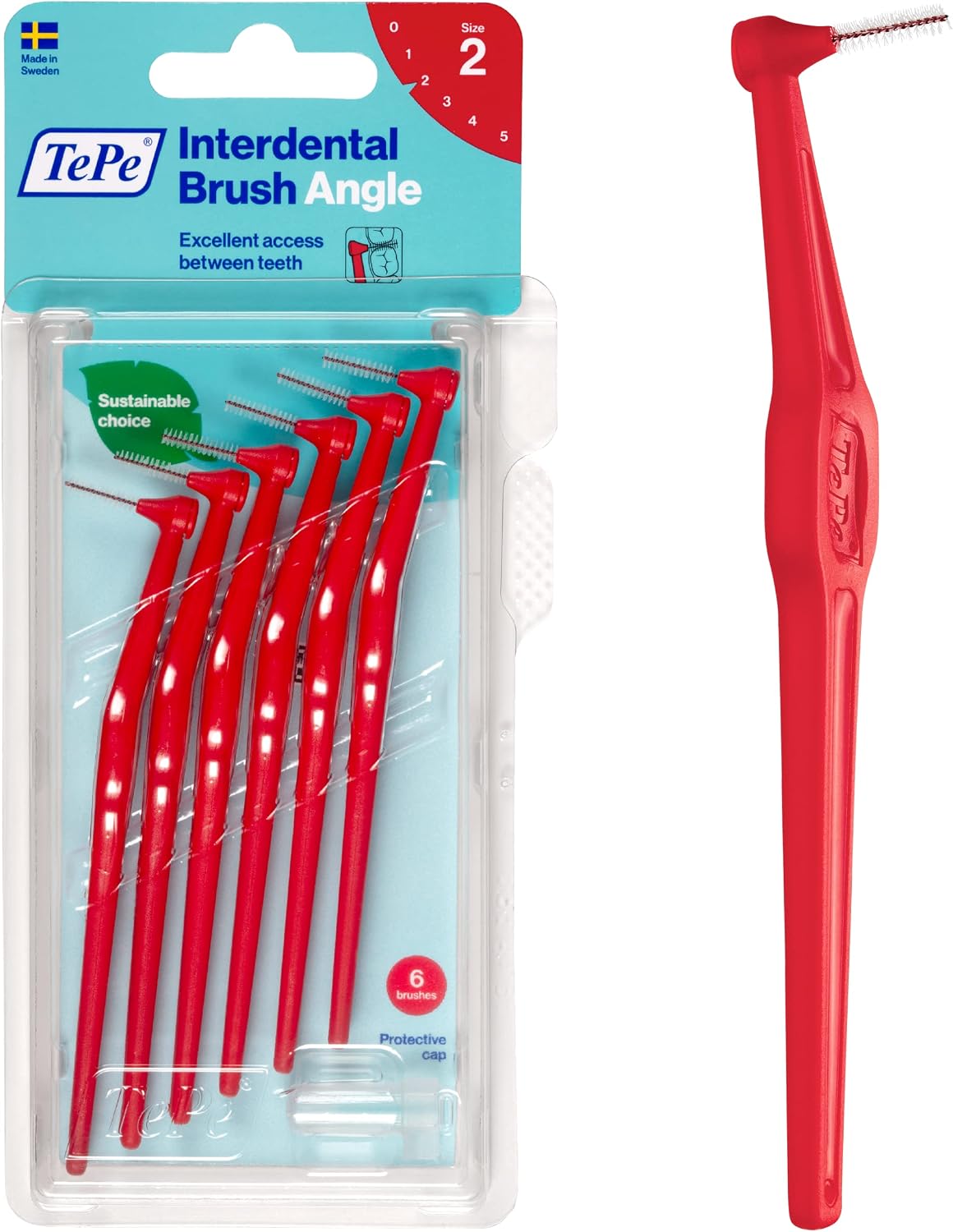 TePe Angled Brush, Orange, Size 1, 6 Pk, Ergonomic Handle for Precise Reach - Image 13