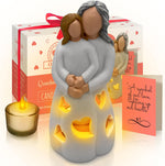 Gifts for Mom from Daughter - Mothers Day Candleholder Statue with Flickering LED Light | Birthday Gift for Mom | Unique Present with Greeting Card | Seasonal Home Dcor (Light Brown) - Image 13