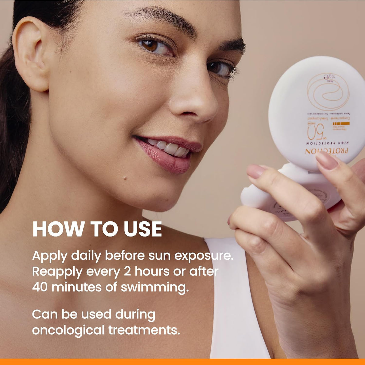 Side profile of Avene mineral sunscreen compact for travel