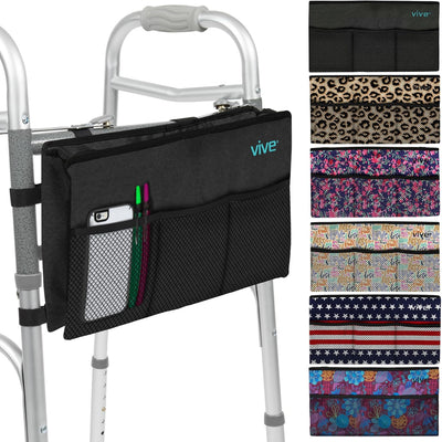 Vive Walker Bag - Accessories Wheelchair Basket Pouch (Water Resistant) - Seniors Caddy Accessory Attachment for Folding, Rolling Walkers - Carry Storage Carrier Tote - Lightweight, Universal Size - Image 1